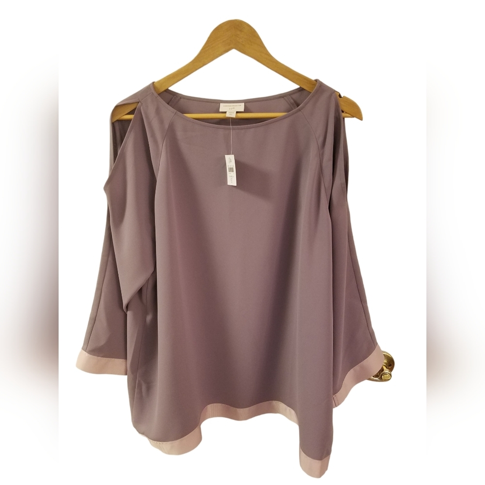 NWT Christian Siriano for J.Jill Open Shoulder Cut out Plum Lilac SZ Large Tall